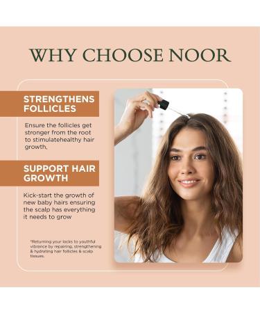 NOOR Hair Growth Serum - Natural African Olive & Argan Oil for Women | Frizz Control & Hair Loss Treatment | Thicker Healthier Hair - Buy Online on GoSupps.com