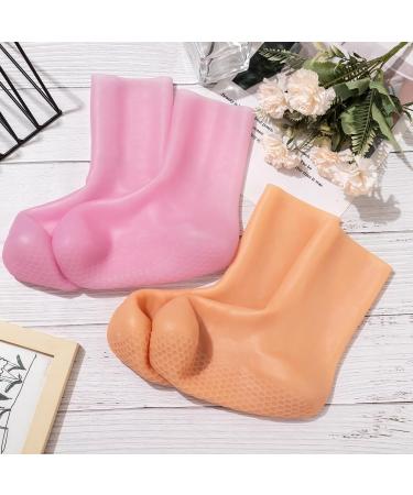Shop No Lifting X-Large Reusable Silicone Moisturizing Socks for Dry Skin | Non-Slip Spa Socks for Men - Pink & Tan - Buy Online on GoSupps.com
