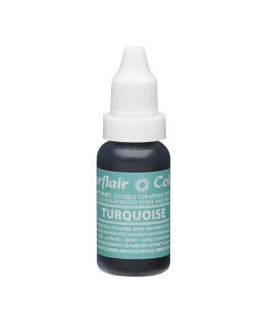 Sugarflair Turquoise Liquid Food Colouring Droplet For Colouring Royal Icing Sugarpaste Buttercream Sugarpaste Also For Painting & Can Be Used With An Airbrush - 14ml
