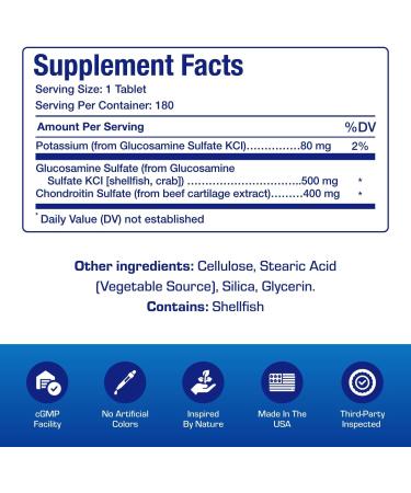 Advanced Glucosamine and Chondroitin for Adults - Clinical Formula Naturally Derived Bone Joint Tendon and Ligament Supplement with High Strength Glucosamine Complex - Up to 180 Day Supply - Buy Online on GoSupps.com