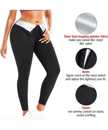 KUMAYES Sauna Pants for Women | High Waist Compression Leggings for Slimming & Weight Loss | Hot Thermo Workout Training | Large Black - Buy Online on GoSupps.com
