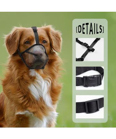 Ilepark XL Dog Muzzle - Breathable Rounded Mesh for Small Medium & Large Dogs | Prevents Eating Biting & Chewing | Black - Buy Online on GoSupps.com