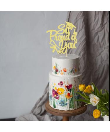 So Proud of you Cake Topper Gold Glitter 2024 Graduation Cake Pick for 2024 High School/College/Senior Graduation Party Glitter Decorations - Buy Online on GoSupps.com