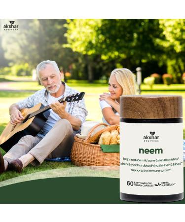 AKSHAR Ayurveda - Neem Capsules with Neem Extract and Neem Leaf Powder - Herbal Neem Supplement to Support Clear Skin Health and Detox - Vegan Cruelty-Free Neem Leaf Capsules (60 Count) - Buy Online on GoSupps.com