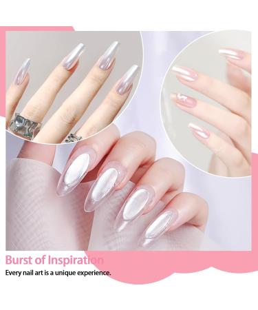 Allstarry White Pearl Chrome Nail Powder - Iridescent Metallic Mirror Effect Glitter for Nail Art Decoration - Buy Online on GoSupps.com