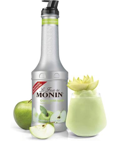 MONIN Granny Smith Apple Fruit Mix Puree 1L: Vegan-Friendly, Allergen-Free 100% Natural Flavours for Cocktails, Smoothies, and Frappes - Buy Online on GoSupps.com