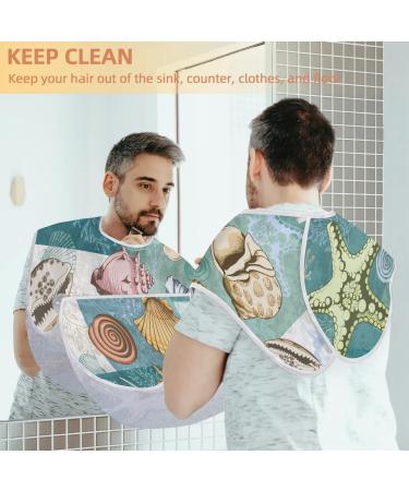 Cartoon Seashells Beard Bib Apron | Waterproof Hair Catcher for Men - Grooming Made Easy with Suction Cups | Perfect Gifts for Men - Buy Online on GoSupps.com
