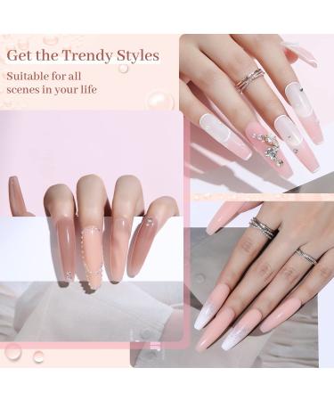 Modelones Polygel Nail Set - 6 Colors Pink & White UV Lamp Base & Top Coat - Perfect for Valentine's Day Nail Extensions - Buy Online on GoSupps.com