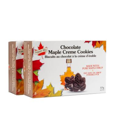 Turkey Hill Sugarbush 100% Pure Canadian Premium Maple Syrup Chocolate Cream Filled Cookies- All-Natural Maple Leaf Shape Delicious Cookies (2 Pack Chocolate Cookies) Chocolate Cookies 400 g (2 Pack)