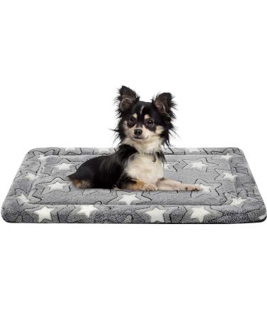 EMPSIGN Fancy Dog Bed Mat, Pet Bed Pad Reversible (Cool & Warm), Machine Washable Crate Pad, Pet Sleeping Mat for Small to XXX-Large Dogs, Grey, Star Pattern S (24"x18"x1.1")