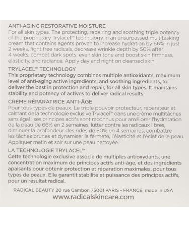 Radical Skincare Anti-Aging Restorative Moisturizer | Hydrating Jojoba Vitamin E & Aloe | Antioxidant-Rich Gentle & Non-Drying | Paraben & Cruelty-Free | All Skin Types | 1.7 Oz - Buy Online on GoSupps.com