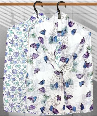 Zalati Women's Bib - 2 Piece Dining Room Scarf Reusable Clothing Protection with Butterfly & Flower Design - Buy Online on GoSupps.com