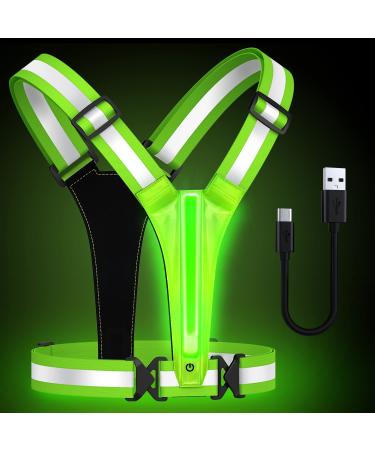 Fokia Kunbio LED Reflective Running Vest Gear,Light Up Vest Runners Night Walking USB Rechargeable,Up to 11hrs Light with Adjustable Waist/Shoulder for Women Men Kids Green - Buy Online on GoSupps.com