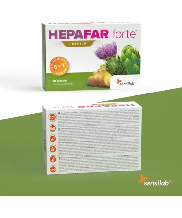 HepaFar Forte Premium - Detox Complex with Milk Thistle Artichoke & Dandelion | 120 High-Dose Capsules | Vitamin E & Phospholipids | Patented Formula | Sensilab - 60 Days Supply - Buy Online on GoSupps.com