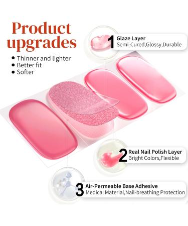 DANNI & TONI Lot de 28 bandes de vernis ongles gel semi-durcies d' t (Verdant Whisper) yeux de chat bleu glacial transparent et fleur lampe UV/LED requise - Buy Online on GoSupps.com