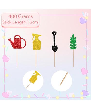 24pcs Garden Cupcake Toppers Garden Tools Summer Party Cake Decor Green&Gold Glitter Cupcake Picks for Baby Shower Garden Themed Birthday Party Decoration - Buy Online on GoSupps.com