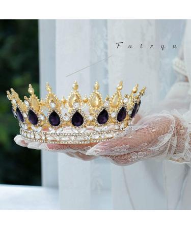 Baroque Queen Crown: Sparkly Rhinestone Wedding Tiara in Purple - Buy Online on GoSupps.com