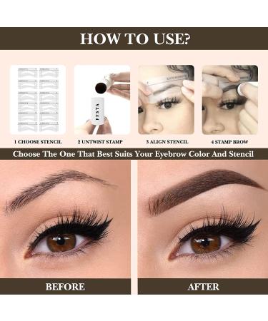 Waterproof Eyebrow Stamp Stencil Kit - Brow Shaping and Stamping 6-Piece Set in Medium Brown - Buy Online on GoSupps.com
