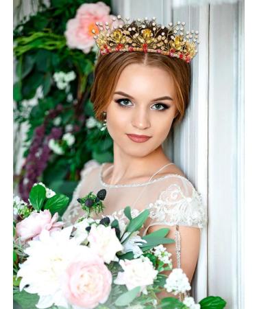 IYOU Bridal Wedding Crown Gold Crystal Headband Tiara Bride Bridesmaid Hair Accessories for Women - Buy Online on GoSupps.com