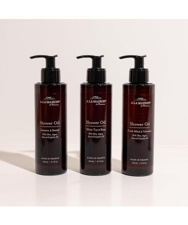A LA MAISON Cleansing Shower Oil Fresh Mint & Verveine Hydrating Body Wash Alternative with Olive Argan & Jojoba Oils Plant-Based Biodegradable Made in France 8.1 fl oz Amber Collection - Buy Online on GoSupps.com