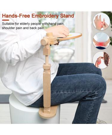 Rotating Cross Stitch Embroidery Hoop Stand - Hands-Free Lap Holder for Needlework Projects | Natural Beech Wood - Buy Online on GoSupps.com