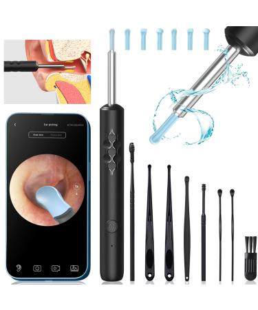 WEBEST Earwax Cleaner with Camera - Visible Ear Wax Removal Kit  Otoscope with light  Ear Cleaner Tool with 8 Ear Picker + 6 Ear Spoon  Wireless Earwax Elimination Tool for iOS  Android Phones (Black)