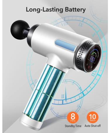 Deep Tissue Percussion Massage Gun for Athletes - Pain Relief with Brushless Motor & 6 Heads | White - Buy Online on GoSupps.com
