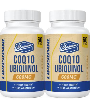 Mecinalis Liposomal CoQ10 Ubiquinol 600mg Superior Absorption Ubiquinol CoQ10 Supplement Powerful Active Antioxidant Form of Coenzyme Q10 Heart Function & Energy Production 120 Softgels