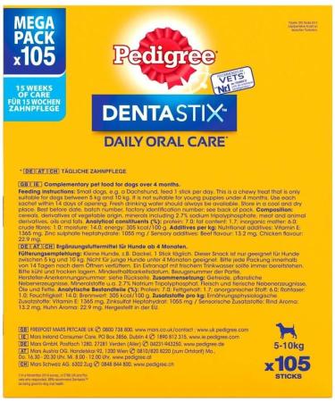Pedigree DentaStix Daily Dental Chews Small Dog 5-10kg 105 Sticks - Buy Online on GoSupps.com