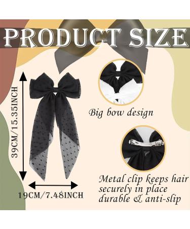 2 Pcs Big Hair Bow Hair Bows For Women Bow Hair Clip Elegant Solid Color French Barrette Bows For Hair With Long Polka Dot Bow Hair Barrettes Accessories Bow Hair Clips For Women Girls(White+Black) 2 White+Black - Buy Online on GoSupps.com