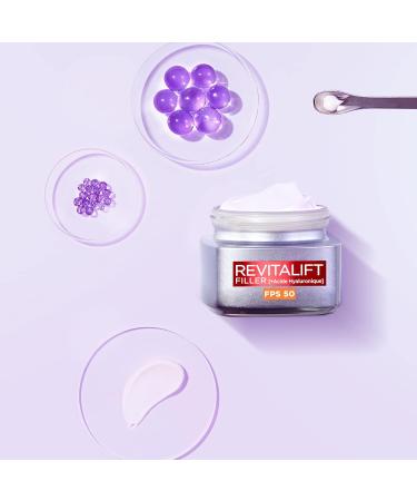 L'Or al LOr al Paris Intensive antiaging care SPF 50 Hyaluronic acid day cream with UV protection Wrinkles & fine lines For all skin types Revitalift Filler 50 ml - Buy Online on GoSupps.com