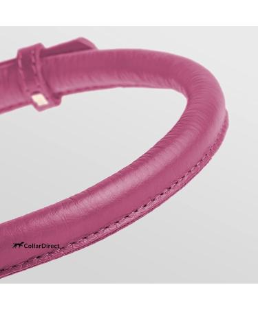 Collardirect Handmade Round Leather Dog Collar - Soft Padded & Rolled Real Leather for Dogs & Cats Adjustable 40-45 cm - Available in Black Pink Red Purple Blue - Buy Online on GoSupps.com