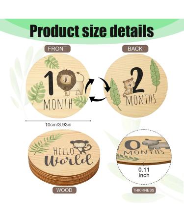 Baby Monthly Milestone Cards Sign Double Sided Wooden Newborn Sign Baby Birth Announcement Milestone Discs Year Growth Photography Newborn Milestone Baby Gift Sets for Newborn Boys and Girls 10cmX10cm (7pcs) 14pcs - Buy Online on GoSupps.com