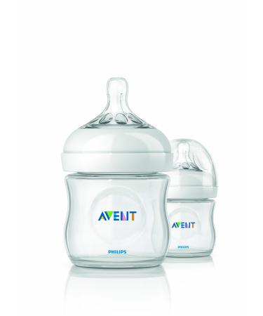 Philips AVENT BPA Free Natural Polypropylene Bottle 4 Ounce 2 Pack 4 Ounce (2 Count) Clear