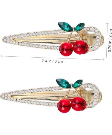 ETHZZLE Chic Cherry Crystal Hairpin - Set of 2 - Stylish Hair Accessory for Women - Sparkling Silver Metal Barrettes for - Hair Clips with Fruit Design - Elegant Crystal Hair Accessories - Buy Online on GoSupps.com