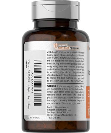 Horbaach Vitamin D3 2000IU Softgels | 150 Count | 50mcg Cholecalciferol | Non-GMO & Gluten Free Supplement - Buy Online on GoSupps.com