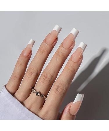 Buy Bartbox Long Square Gel Nail Tips - French Press On Nails with Base Coat & Primer - Nude 1 ML | Full Cover Nageltips for Stunning Nail Art - Buy Online on GoSupps.com