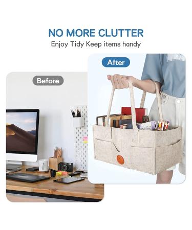 Large Khaki Diaper Caddy Organizer for Changing Table - Nursery Storage Bin Basket with Handle - Felt Diaper Holder Suitable for Indoor Outdoor - Buy Online on GoSupps.com