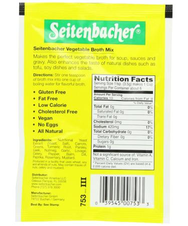 Seitenbacher Vegetable Broth Mix - 0.80 oz Packets (12 Pack) - Buy Online on GoSupps.com