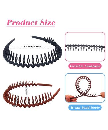 Yeshan Plastic Teeth Headbands - Pack of 6 Non-slip Wavy Thin Hair Bands for Women and Girls - Mixed Colors - Buy Online on GoSupps.com