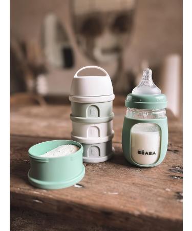 BEABA 2-in-1 Glass Baby Bottle & Sippy Cup Set - Soft Silicone Nipple - Sage Charcoal - 7 oz - Buy Online on GoSupps.com