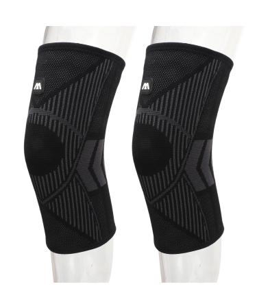1 Pair Knee Sleeves Knee Compression Sleeve for Men Women Knee Brace for Arthritis Pain Relief Knee Brace Support for Fitness Running Climbing (L)