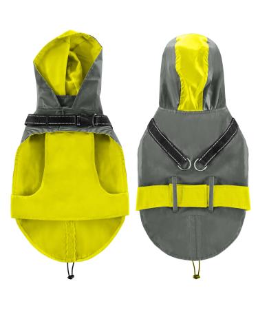Mosucoirl dog coat waterproof with dishes waterproof dog coat dog coat with a hooded dog rain coat with reflective windproof rain jacket waterproof for small medium-sized dogs 2xl green