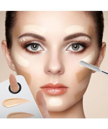 Wllhyf Stainless Steel Cosmetic Makeup Palette | Professional Mixing Plate with Spatula for Foundation & Nail Art | 15x10cm Makeup Artist Tools - Buy Online on GoSupps.com