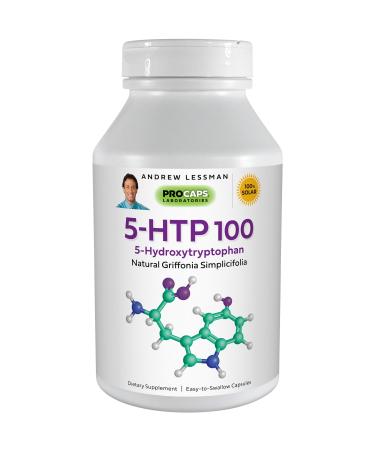 ANDREW LESSMAN 5-HTP 100-120 Capsules Helps Enhance Sleep Quality and Promote Positive Mood. Ultra-Pure 5-hydroxytryptophan (5-HTP). Essential to Serotonin Synthesis. No Additives 120 Count (Pack of 1)