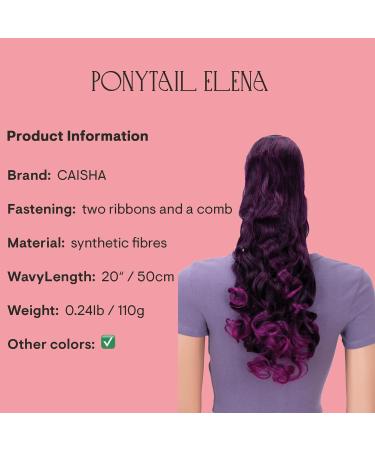 CAISHA 20" Hairpiece Clip On Ponytail Extension Wavy Black Purple Mix HCB4-1 black purple mix #1T3700 HCB4-1 - Buy Online on GoSupps.com