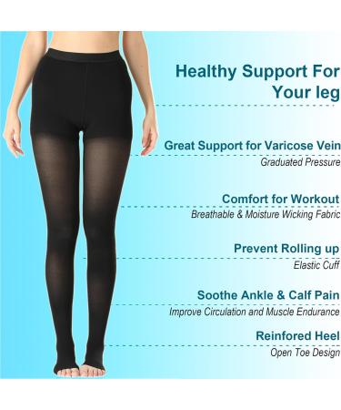 Medical Compression Pantyhose for Men & Women - 20-30mmHg Support Tights for Varicose Veins & Edema - Opaque Open Toe Waist High Stockings - Buy Online on GoSupps.com