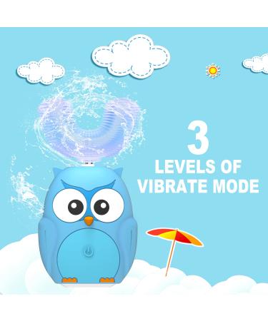 FLINEVE Kids U-Shaped Electric Toothbrush - 3 Cleaning Modes, Whitening Massage, Cartoon Design, Blue, Ages 7-15 - Buy Online on GoSupps.com