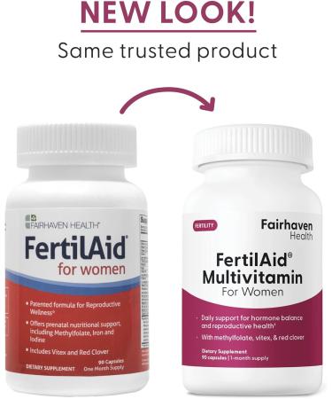 Fairhaven Health FertilAid for Women | Prenatal Vitamin Fertility Supplements - Support Cycle Regularity and Ovulation - 90 Capsules - Buy Online on GoSupps.com