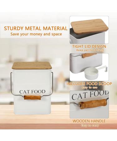 Ctomche Cat Food Container with Airtight Lid and Scoop Metal Vintage Pet Food Container for Cat Pet Treat Bin with Portable Handle Decorative Cat Food Organiser for Kitchen 5-6lbs - Buy Online on GoSupps.com